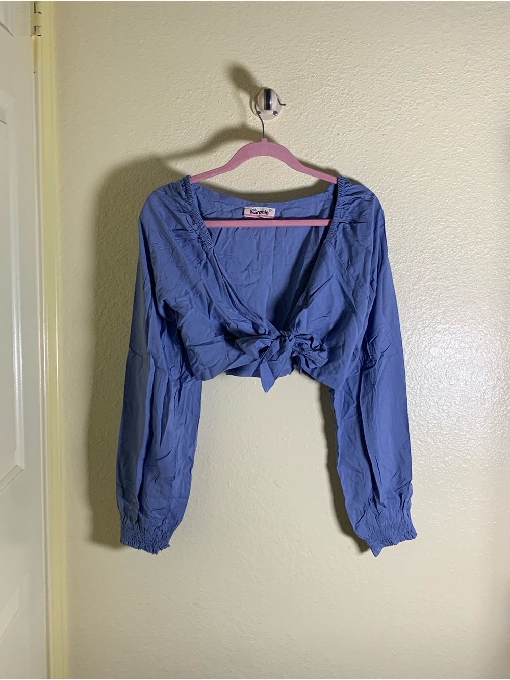 NWOT Maronie Tie-Front Cropped Blouse in Periwinkle Blue, Size L